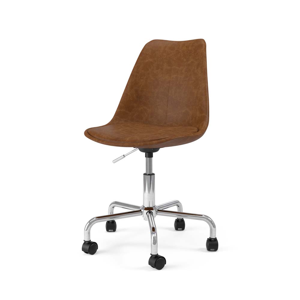 Стул Gina Mimi коричневый/хром Мягкий стул с металлическими ножками на колёсиках. Сиденье можно регулировать по высоте. TENZO