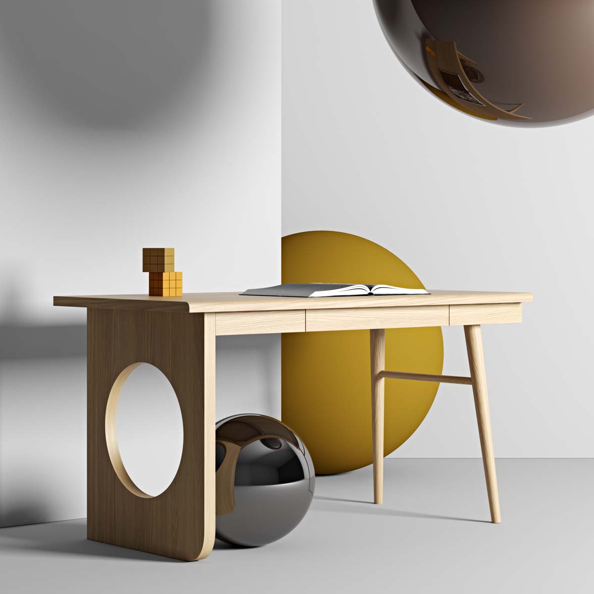 Письменный стол Bau desk Oak Стол BAU - современное прочтение стиля Баухаус. Это не только удобный стол но и яркий акцент для вашего интерьера WOODMAN