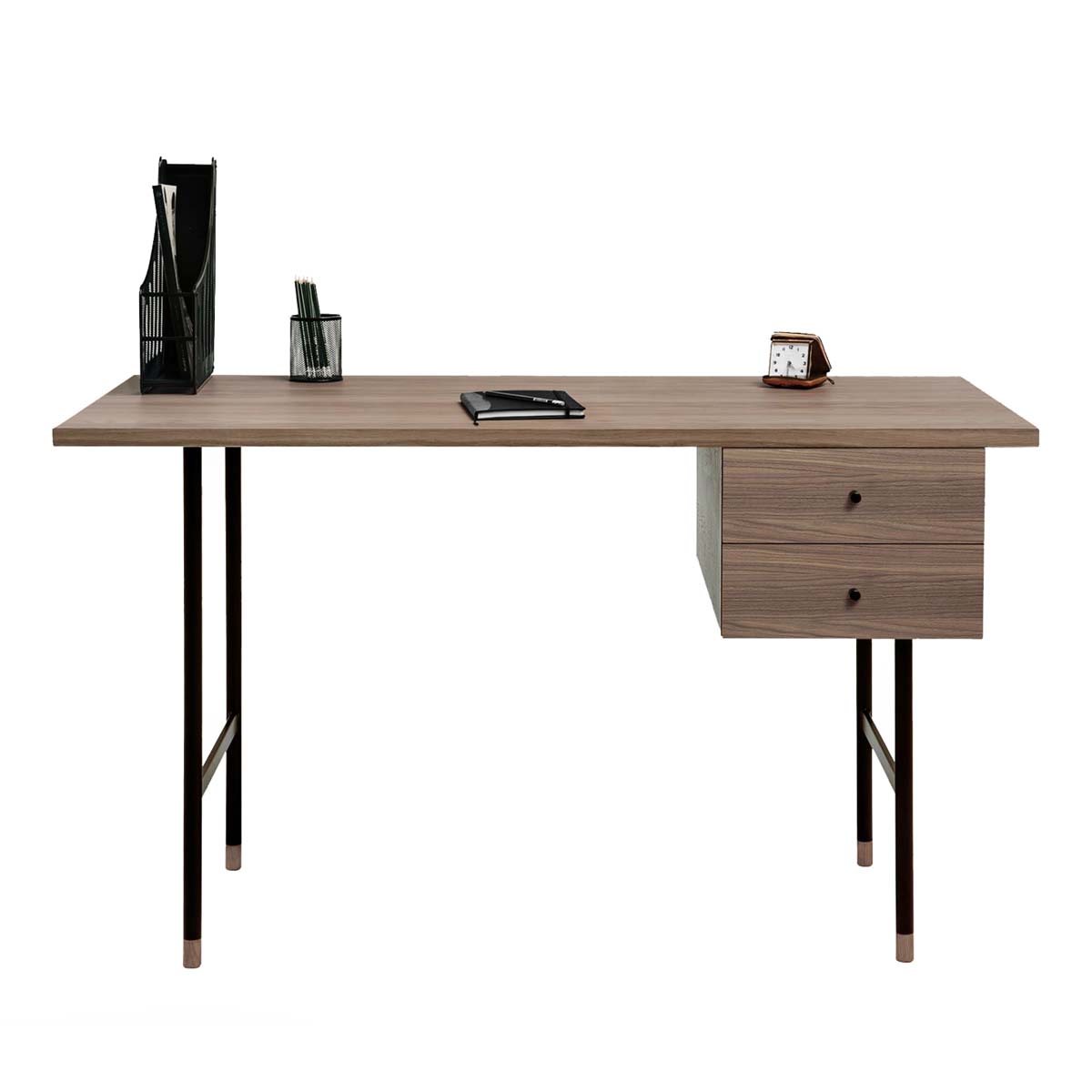 Jugend письменный стол, Орех/чёрный Письменный стол из серии Jugend с двумя выдвижными ящиками WOODMAN