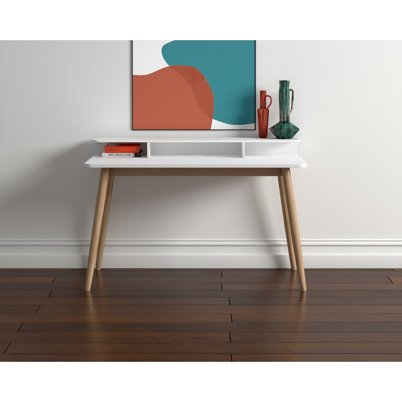 Письменный стол Farsta Desk White Farsta desk. Современный письменный стол с удобным бюро. Классическое сочетание белого и дуба. WOODMAN