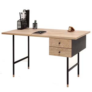Письменный стол Jugend, Дуб/чёрный Письменный стол из серии Jugend с двумя выдвижными ящиками WOODMAN
